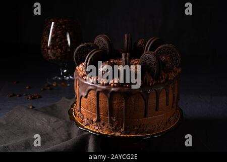 delicious chocolate pie with biscuits Stock Photo