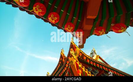 Red lanterns decorations at Thean Hou Temple in Kuala Lumpur Stock Photo