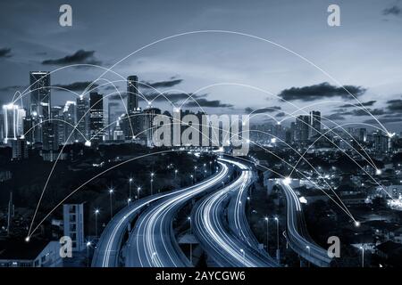 city scape and network connection concept