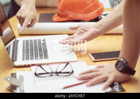 Professional construction contractor worker meeting design ideas concept. business and build planning . Stock Photo