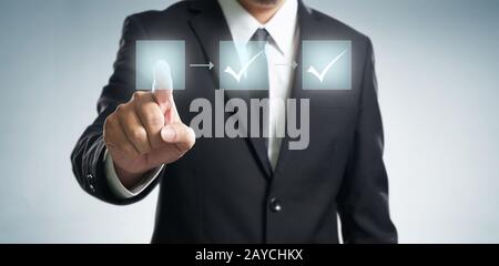 Business process workflow illustrating management approval Stock Photo