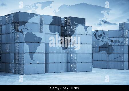 Map global logistics partnership connection of Container Cargo freight ship for Logistics Import Export background Stock Photo