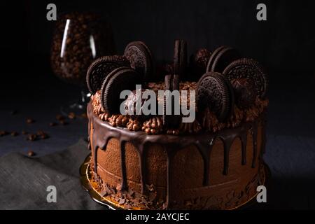 delicious chocolate pie with biscuits Stock Photo