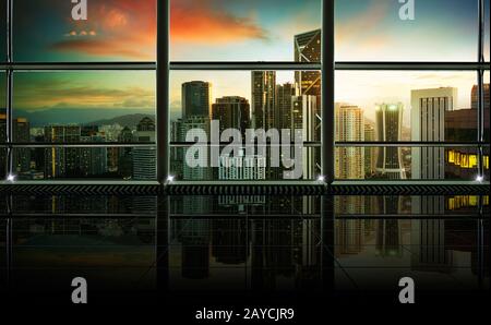 Modern empty and clean office interior with glass windows Stock Photo