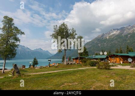 Redoubt Mountain Lodge on Lake Crescent in Lake Clark National Park and Preserve, Alaska, USA. Stock Photo