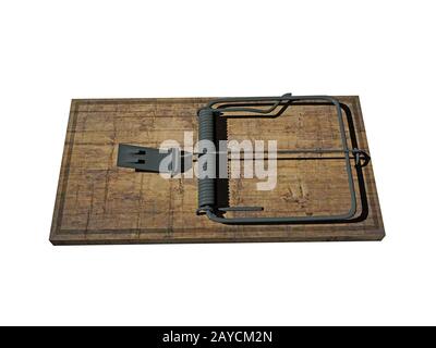 wooden mousetrap with metallic striker Stock Photo