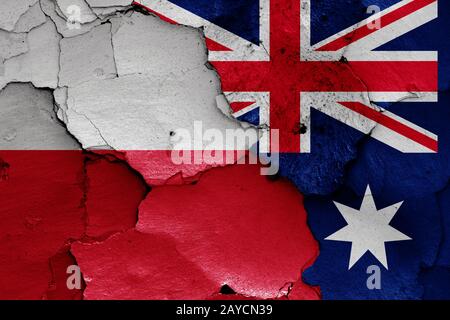 Flags of Poland and Australia painted on cracked wall Stock Photo - Alamy