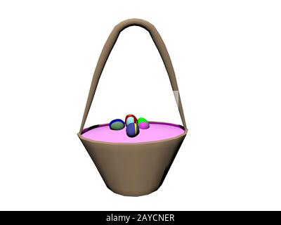Easter basket with colorful eggs Stock Photo
