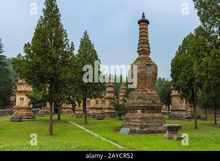 Pagoda Forest at Shaolin Buddhist monastery - China Stock Photo