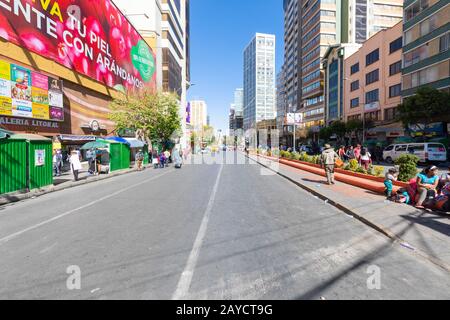 Bolivia La Paz Mariscal Santa Cruz avenue Stock Photo