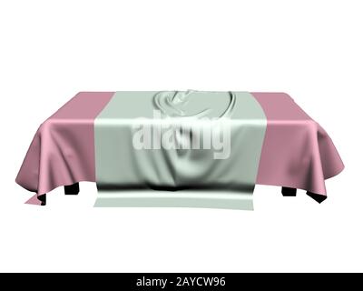 Tablecloth with folds on table Stock Photo