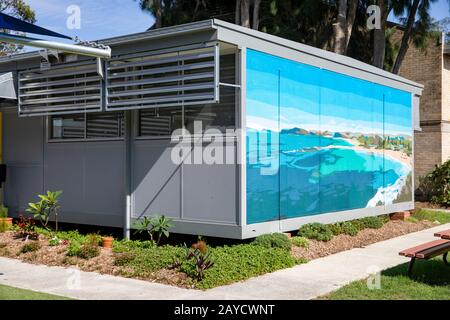 School demountable classrooms at a Sydney public school in Australia Stock Photo