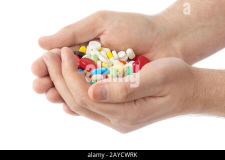 Hands with pills Stock Photo