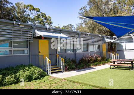 School demountable classrooms at a Sydney public school in Australia Stock Photo