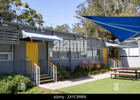 School demountable classrooms at a Sydney public school in Australia Stock Photo