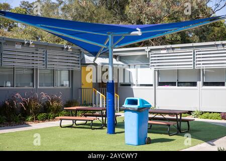 School demountable classrooms at a Sydney public school in Australia Stock Photo