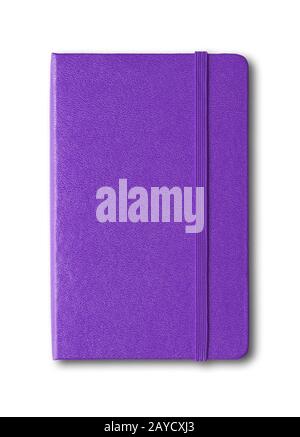 Purple closed notebook isolated on white Stock Photo