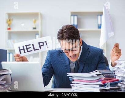 Businessman throwing white flag and giving up Stock Photo