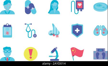 health and bacteria concept of icon set over white background, flat style icon, vector illustration Stock Vector