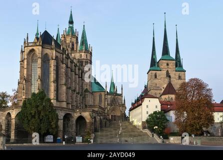 Erfurt Cathedral and Severikirche,Germany Stock Photo