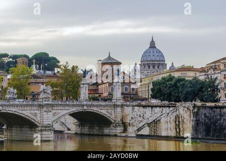 Ponte Vittorio Emanuele II, Rome Stock Photo