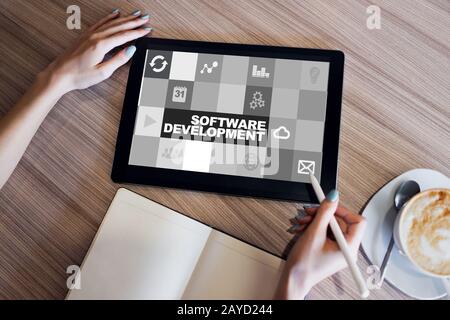 Software development and process automation concept on tablet computer screen Stock Photo