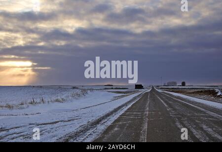 Prairie Landscape in Winter Stock Photo
