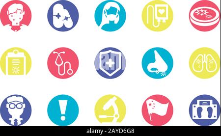 health and bacteria concept of icon set over white background, block style icon, vector illustration Stock Vector