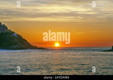 Sunset in San Sebastian, Spain Stock Photo