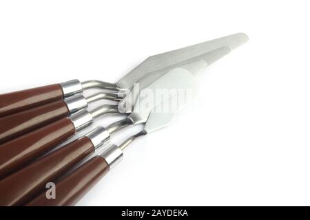 Stainless painting palette knife with wooden handle Stock Photo