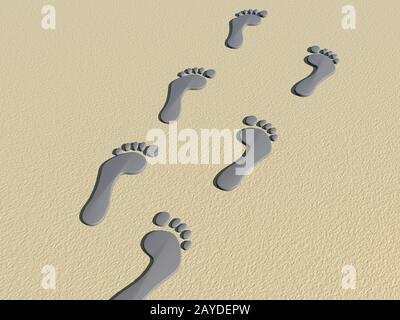 Footprints in the sand Stock Photo
