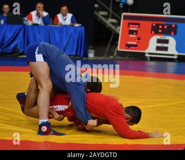 Orenburg, Russia - 29 October 2016: Boys competitions Sambo in the Championship of Russia in Sambo a Stock Photo