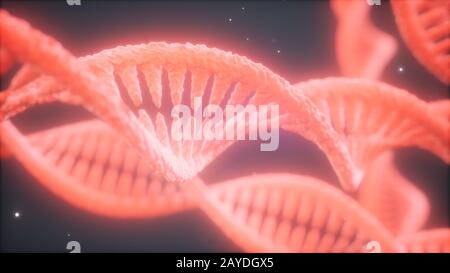 double helical structure of dna strand close-up animation Stock Photo