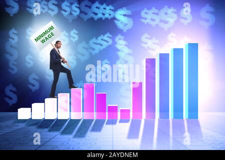 Concept of minimum wage with businessman Stock Photo