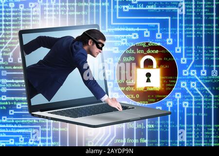 Hacker man trying to steal personal data Stock Photo