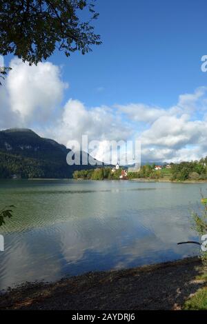 Catholic parish church of St. Walburga, Philip and James in Weissensee Stock Photo