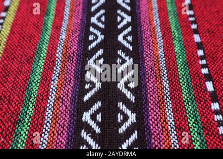 Closeup Texture and Pattern of Colorful Thai Northern Region Textile Stock Photo