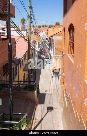 Sucre Bolivia alley in the district of Surapata Stock Photo