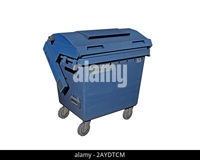 blue rollable dumpster Stock Photo