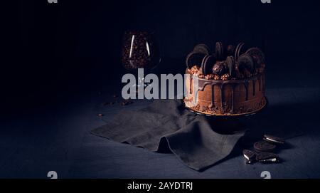 delicious chocolate pie with biscuits Stock Photo