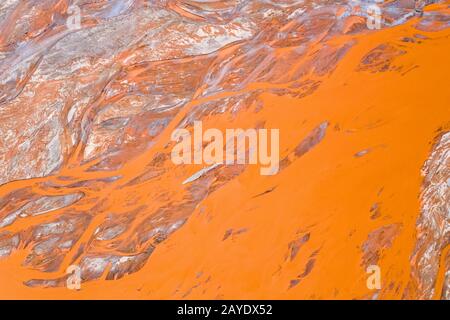 aerial view of orange riverbed Stock Photo