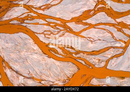 branching orange riverbed Stock Photo