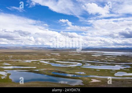 plateau wetlands against a blue sky Stock Photo