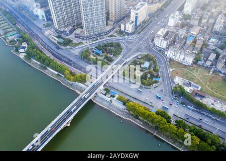 aerial view of changsha cityscape Stock Photo