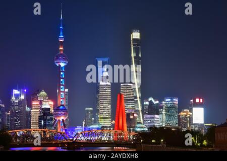 shanghai in evening Stock Photo