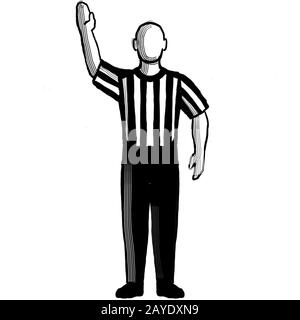 Basketball Referee stop clock Hand Signal Retro Black and White Stock Photo