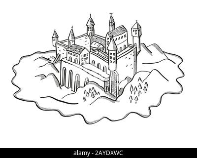 Fantasy castle stock illustration. Illustration of perspective - 10229393