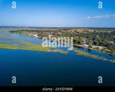 Okavango delta river in north Namibia, Africa Stock Photo