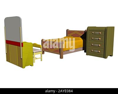 Bedroom with bed and bedside table Stock Photo