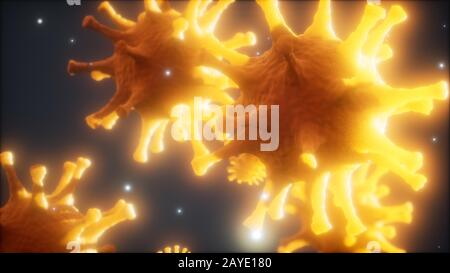 Bacteria virus or germs microorganism cells under microscope with depth Stock Photo